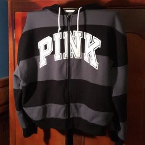 Pink boyfriend rugby zip up hoodie S